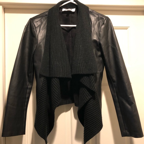 BB Dakota Black Mixed Media Faux Leather Jacket S - Picture 1 of 3